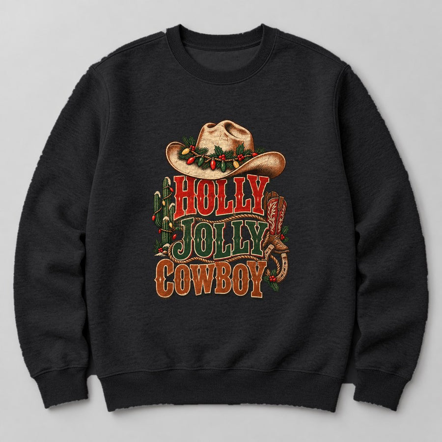 Holly Jolly Cowboy Sweatshirt in Black