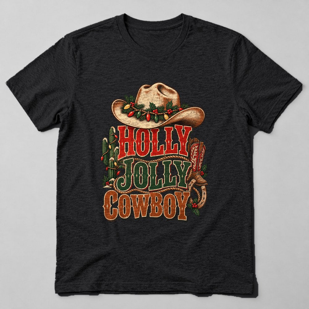 Holly Jolly Cowboy T-Shirt in Black