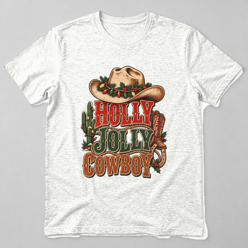 Holly Jolly Cowboy T-Shirt in White