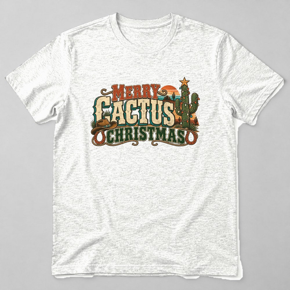 Merry Cactus Christmas T-Shirt in White