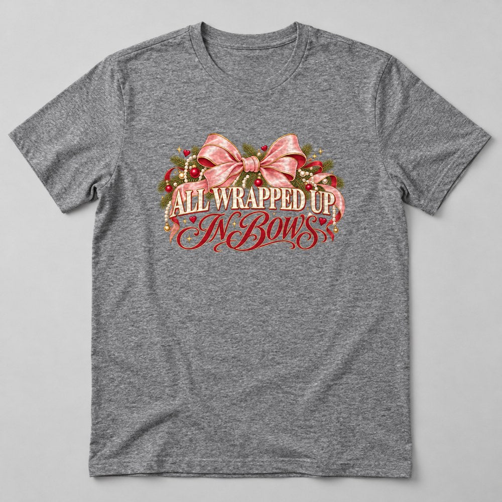 All Wrapped Up in Bows T-Shirt in Heather Grey