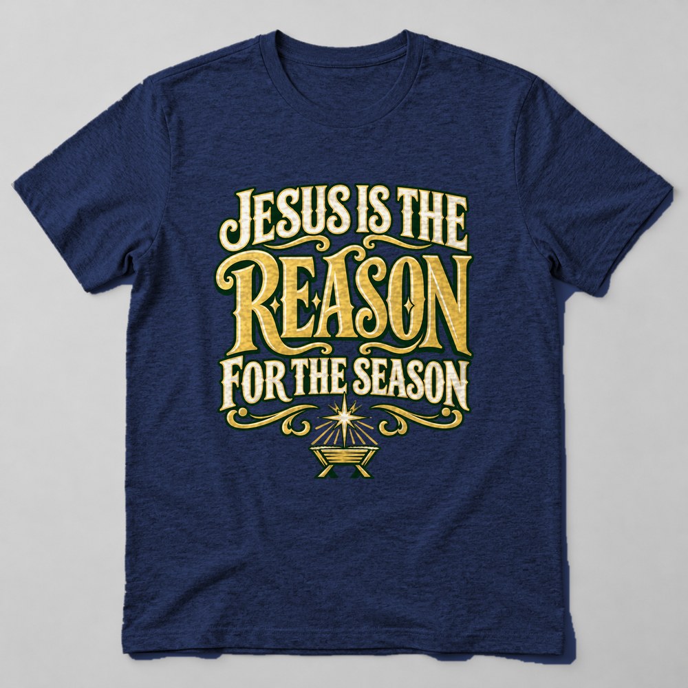 Jesus is the Reason for the Season T-Shirt in Navy