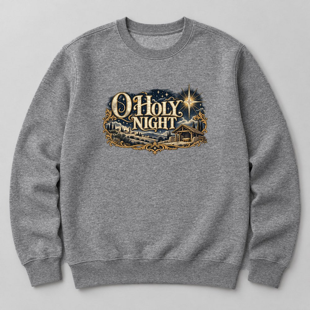 O Holy Night Sweatshirt in Heather Grey
