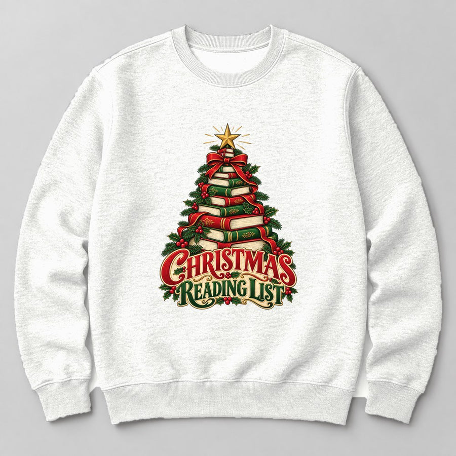 Christmas Reading List crewneck sweatshirt in White