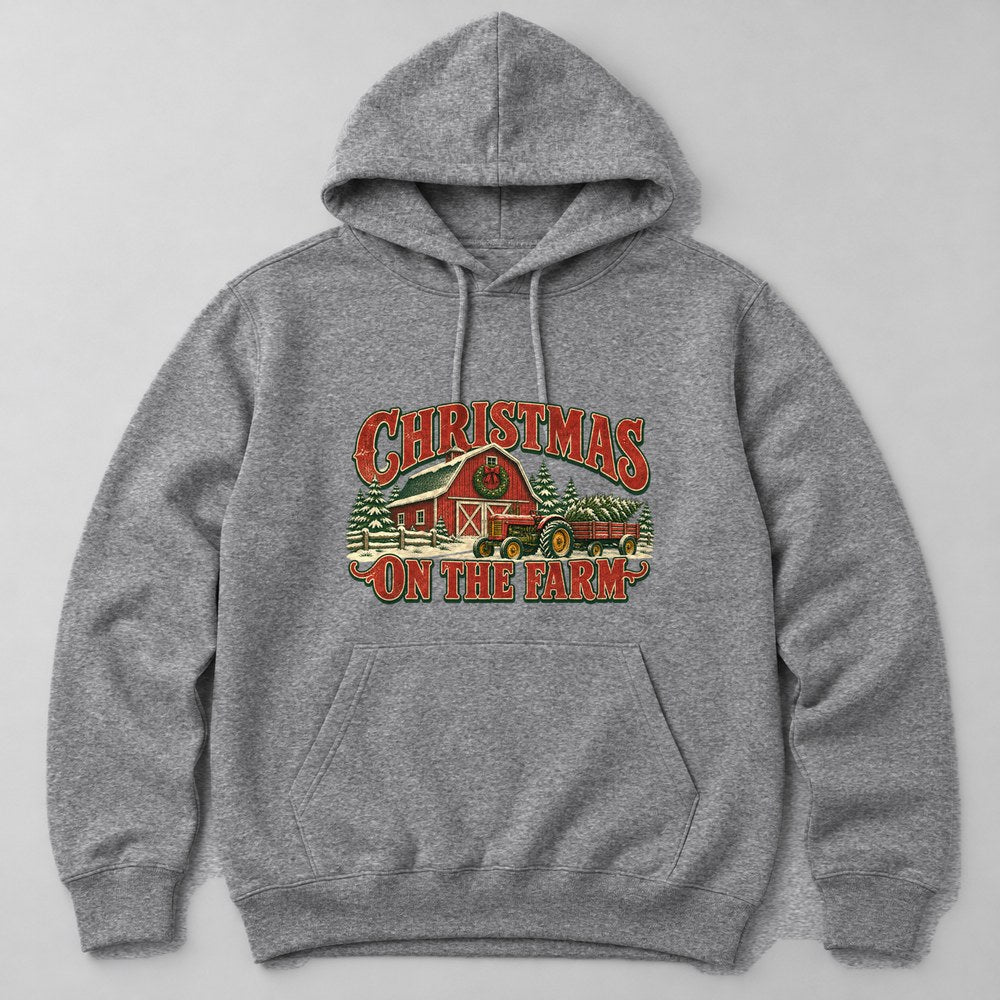 Christmas on the Farm Hoodie in Heather Grey