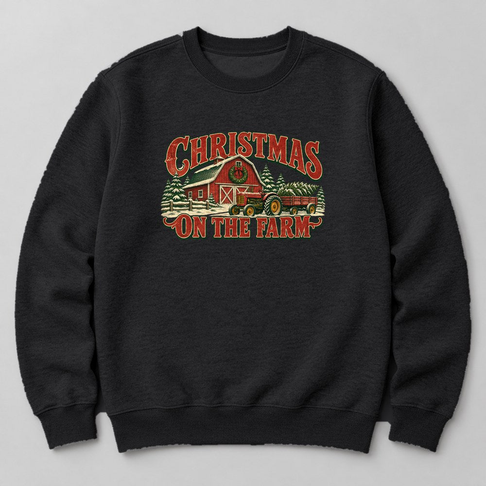 Christmas on the Farm Sweatshirt in Black