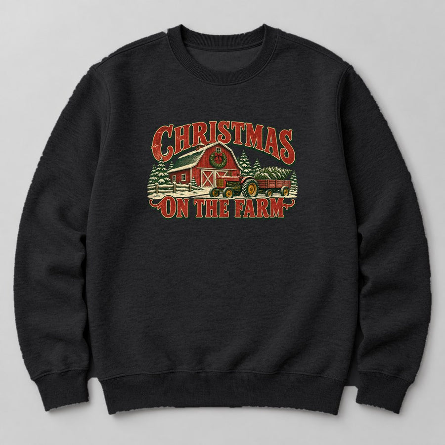Christmas on the Farm Sweatshirt in Black