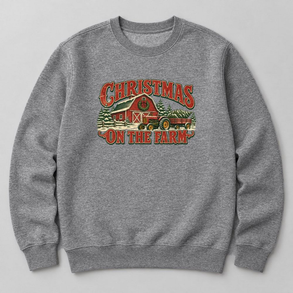 Christmas on the Farm Sweatshirt in Heather Grey