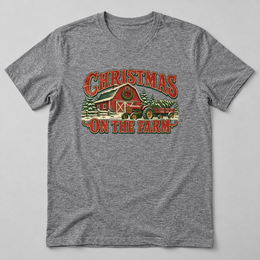 Christmas on the Farm T-Shirt in Heather Grey