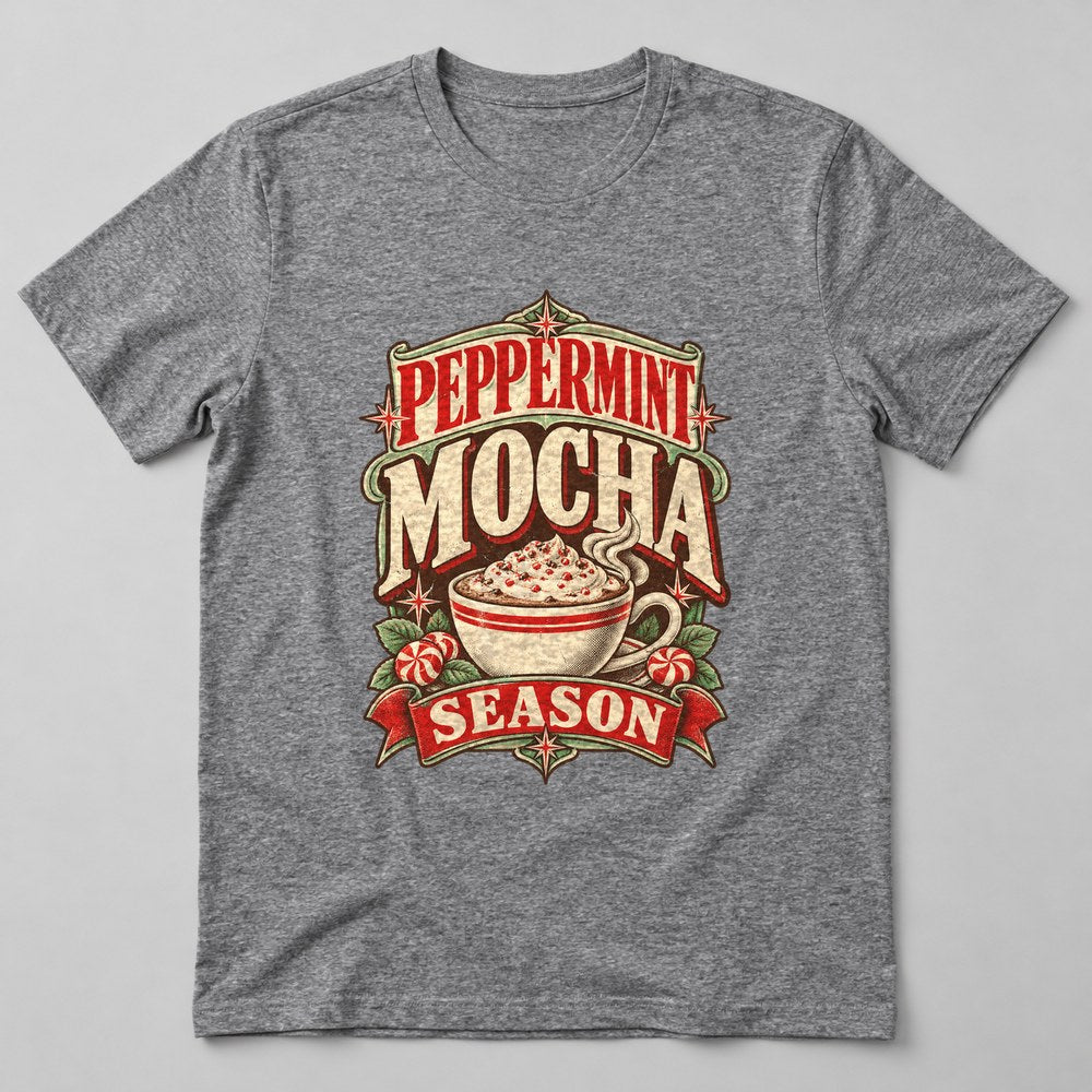 Peppermint Mocha Season T-Shirt in Heather Grey