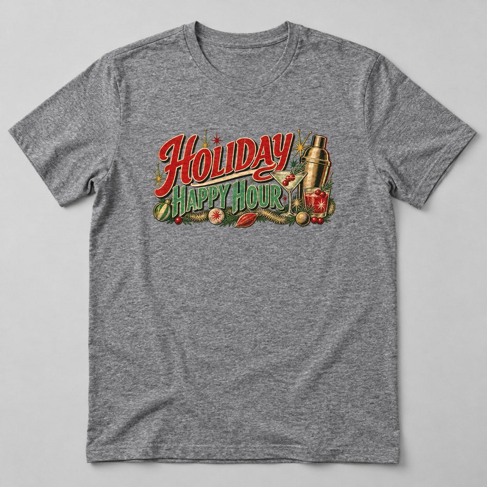 Holiday Happy Hour T-Shirt in Heather Grey