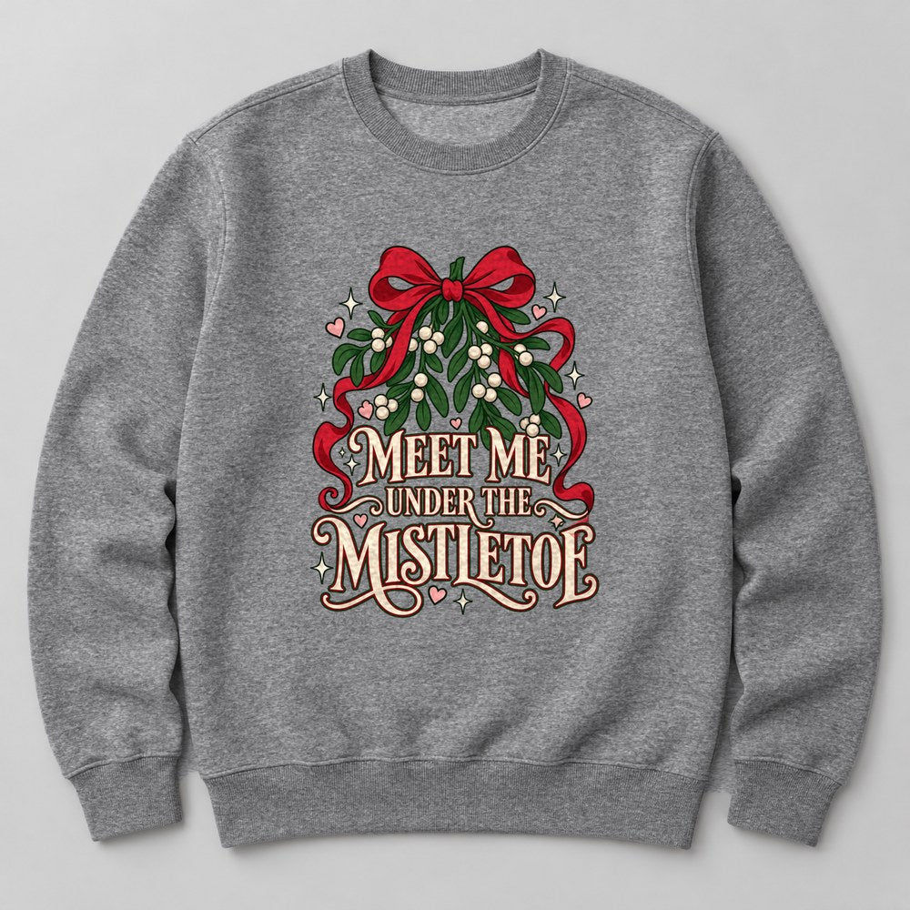 Meet Me Under the Mistletoe Sweatshirt in Heather Grey