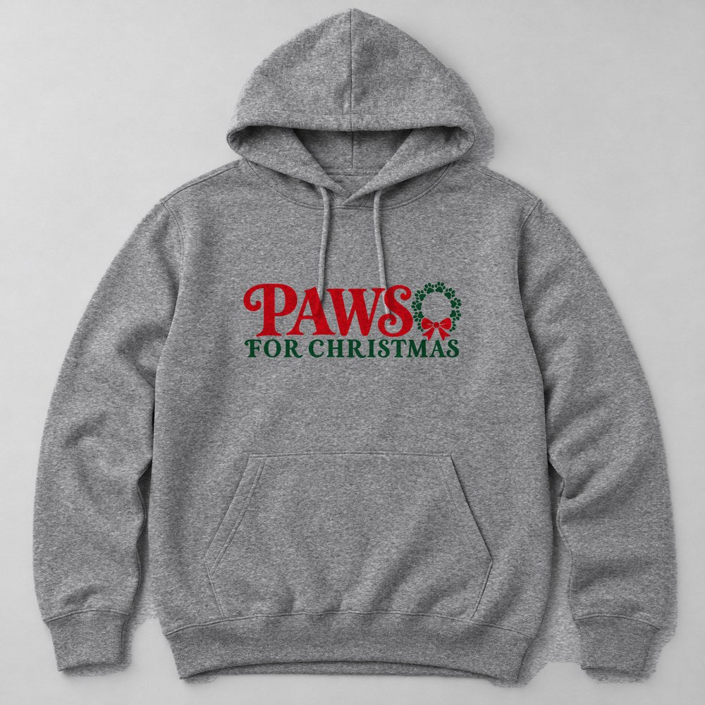 Paws for Christmas Hoodie in Heather Grey