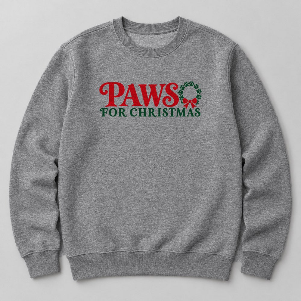 Paws for Christmas Sweatshirt in Heather Grey