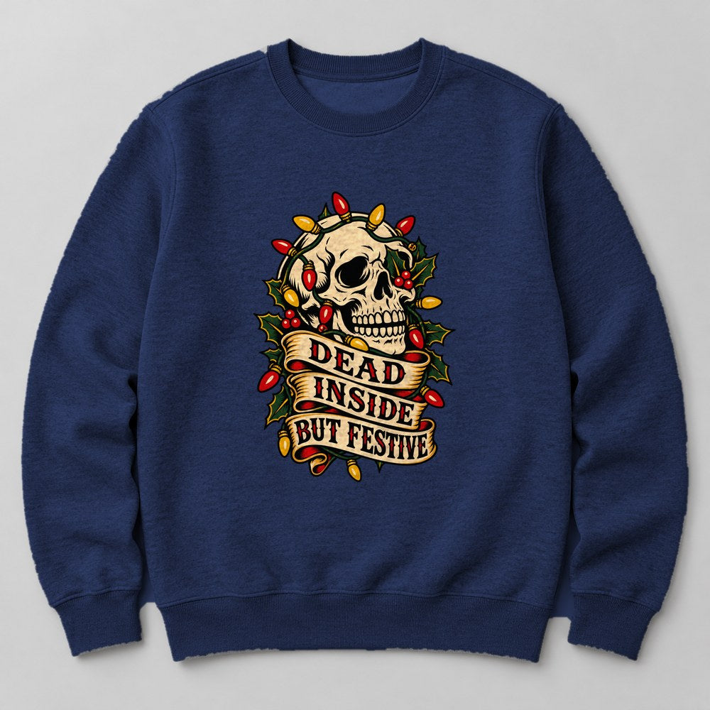 Dead Inside But Festive Sweatshirt in Navy