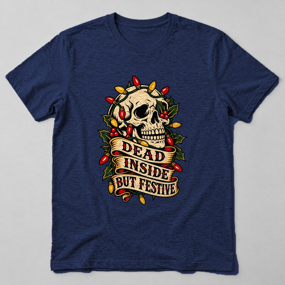 Dead Inside But Festive T-Shirt in Navy