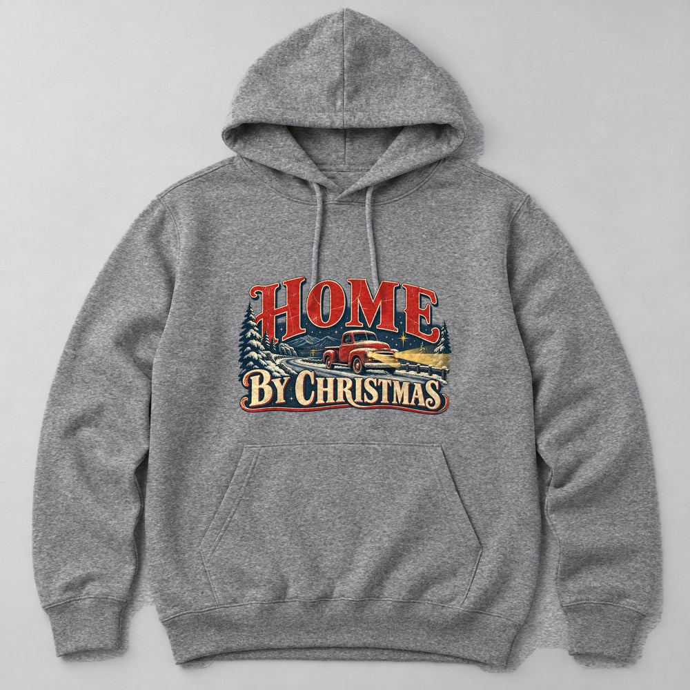 Home by Christmas Hoodie in Heather Grey