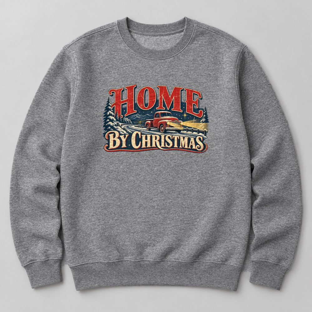 Home by Christmas Sweatshirt in Heather Grey