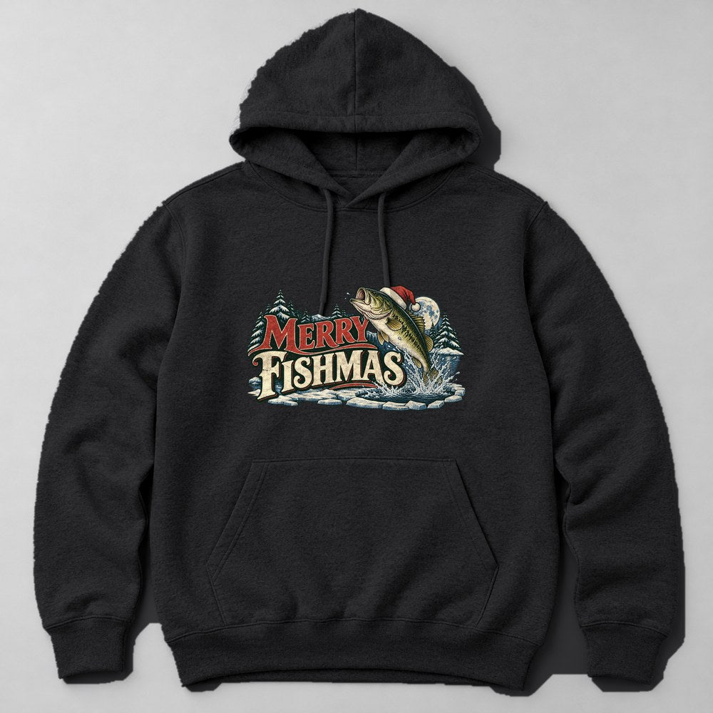 Merry Fishmas Hoodie in Black
