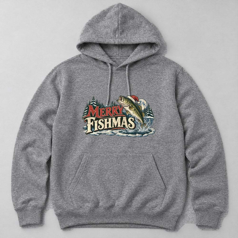Merry Fishmas Hoodie in Heather Grey