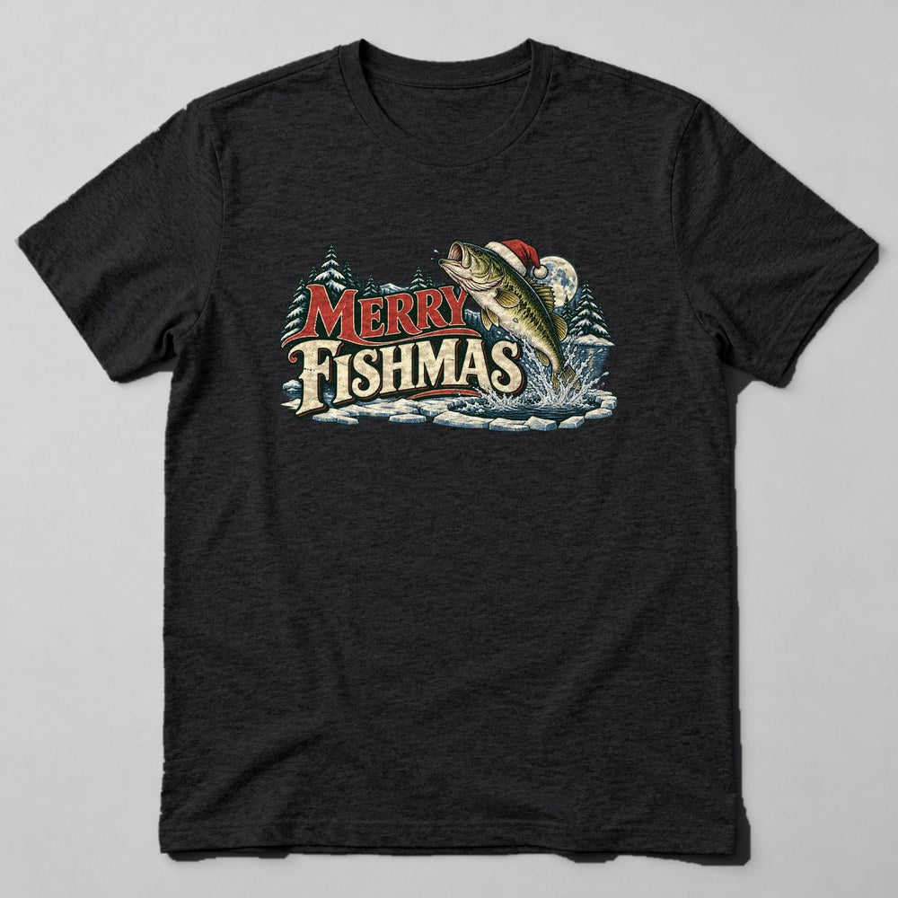 Merry Fishmas T-Shirt in Black