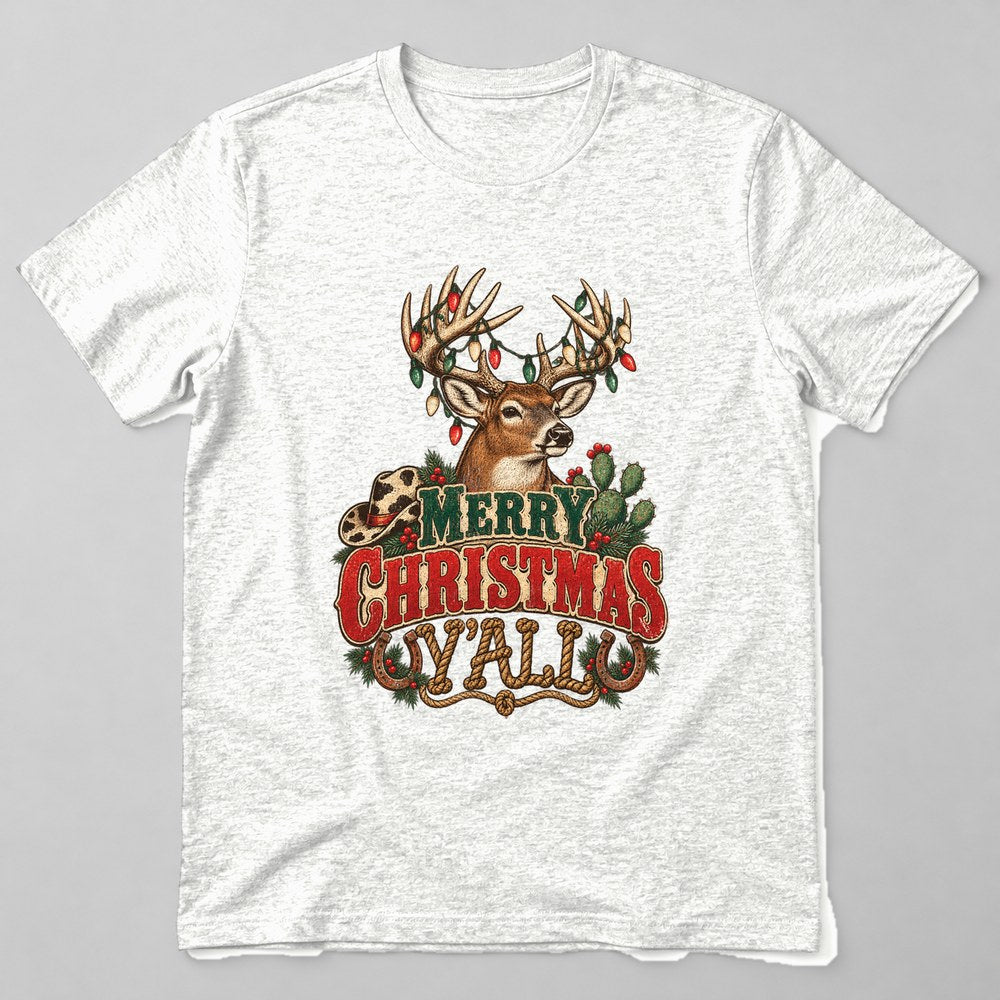 Merry Christmas Y'all T-Shirt in White