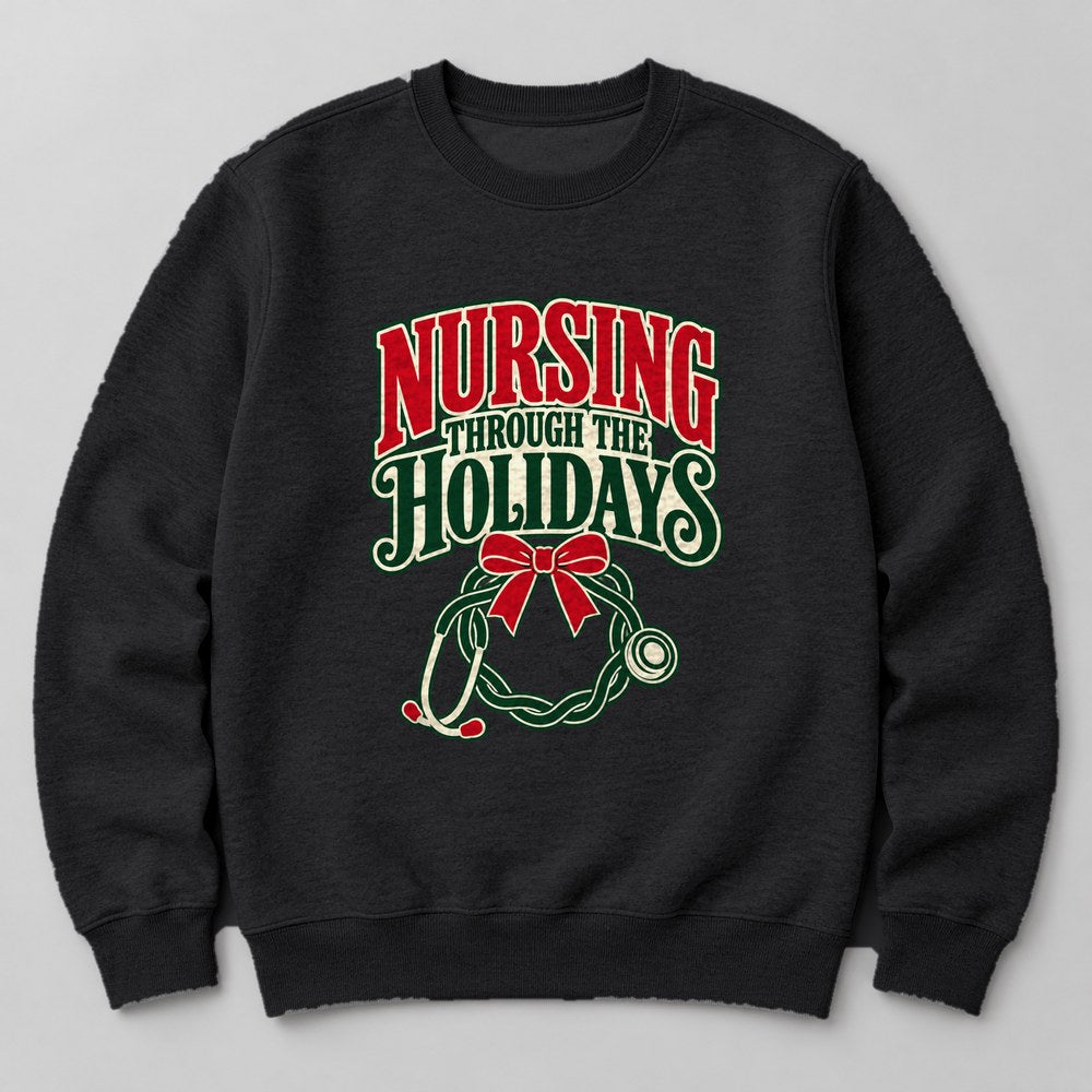 Nursing Through the Holidays Sweatshirt in Black