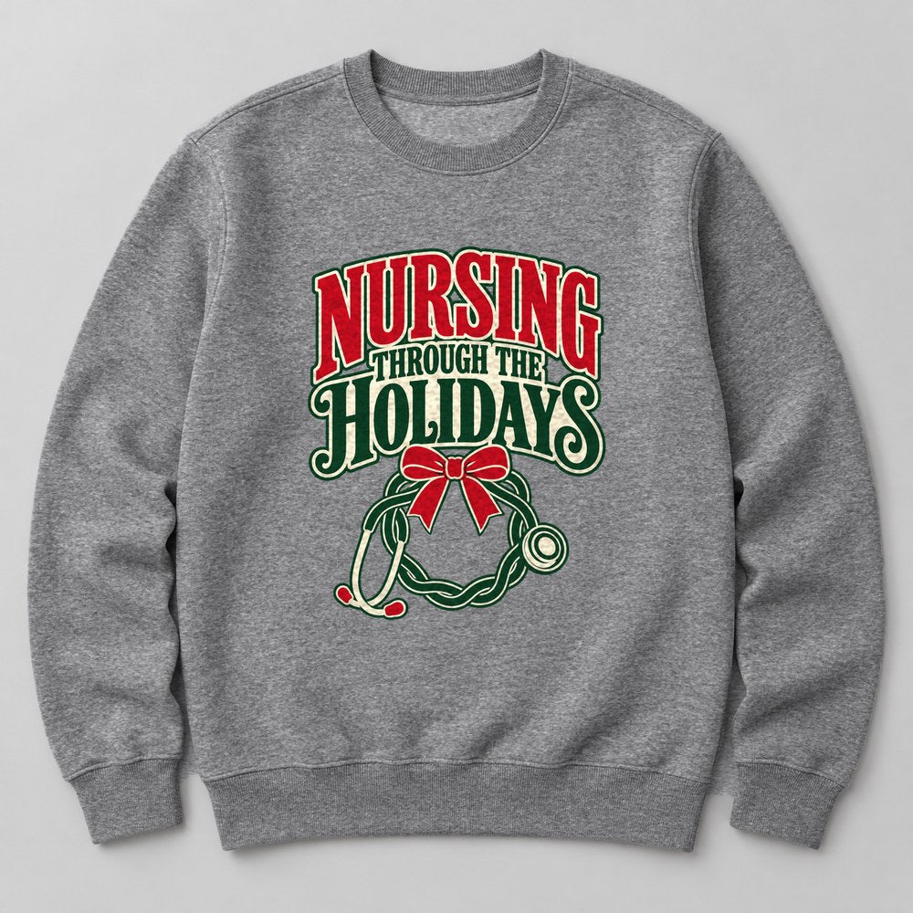 Nursing Through the Holidays Sweatshirt in Heather Grey
