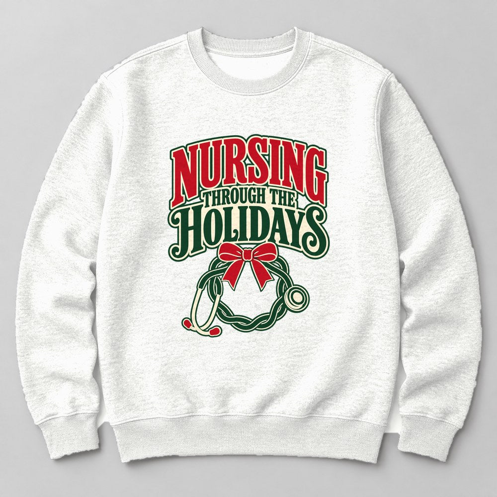 Nursing Through the Holidays Sweatshirt in White