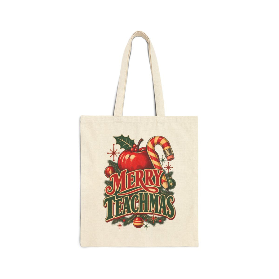 Merry Teachmas Tote Bag — Natural / 15" x 16"