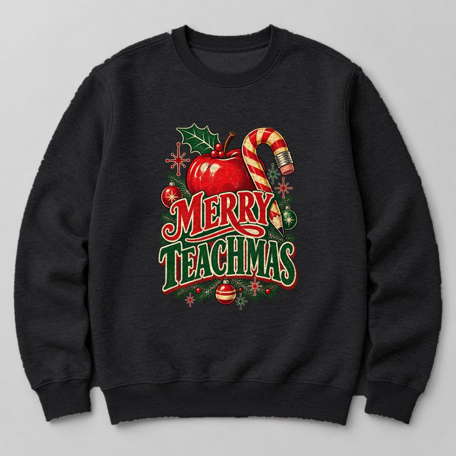 Merry Teachmas Sweatshirt in Black