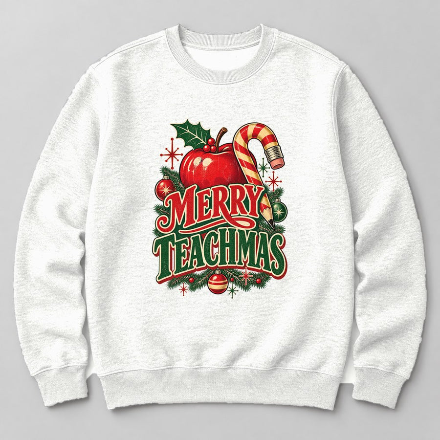 Merry Teachmas crewneck sweatshirt in White