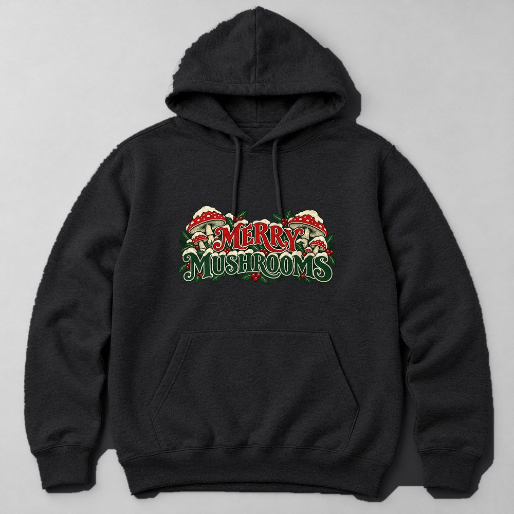 Merry Mushrooms Hoodie in Black