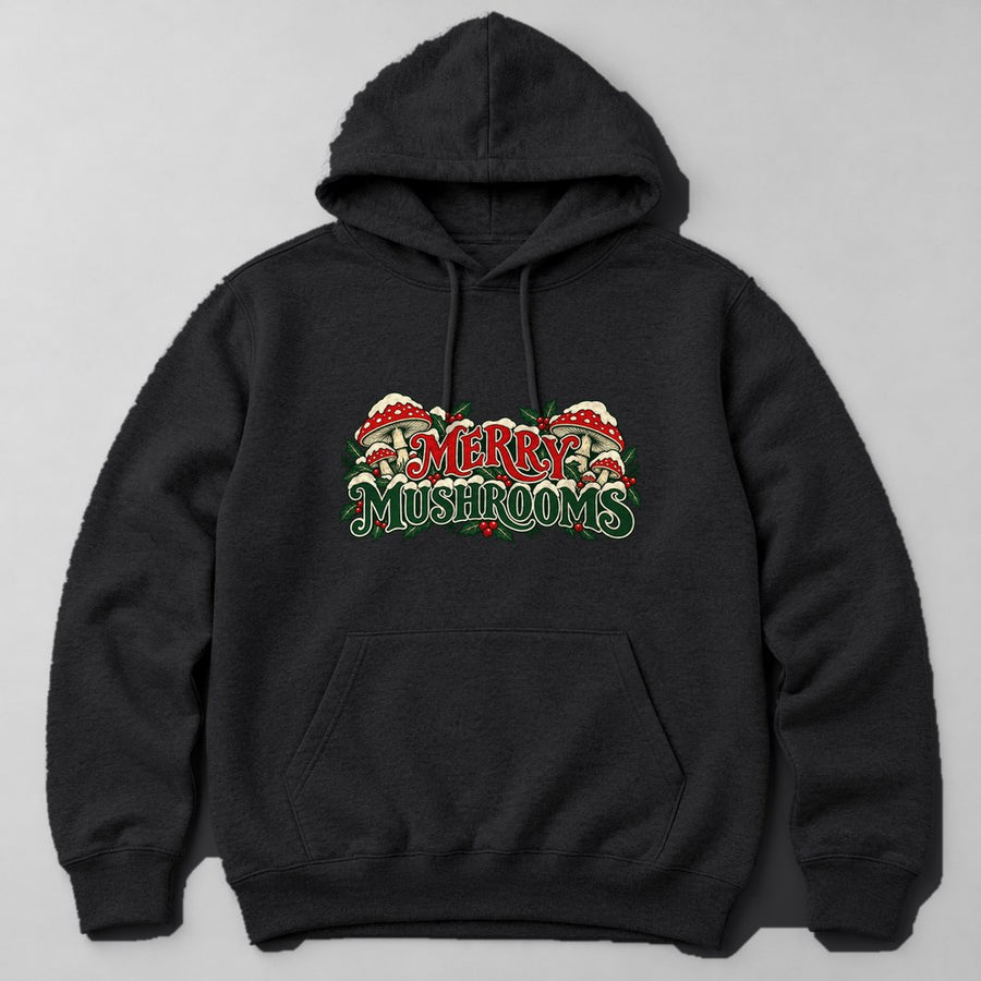 Merry Mushrooms Hoodie in Black