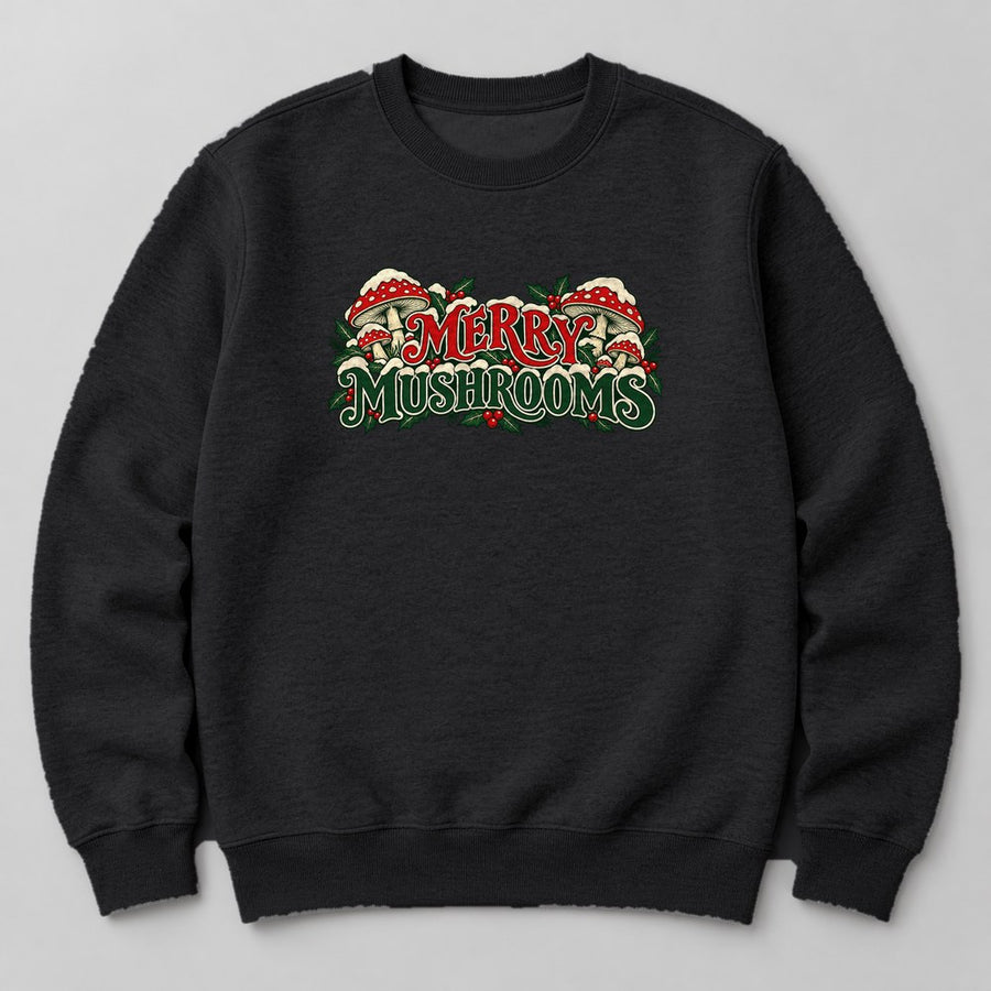 Merry Mushrooms Sweatshirt in Black