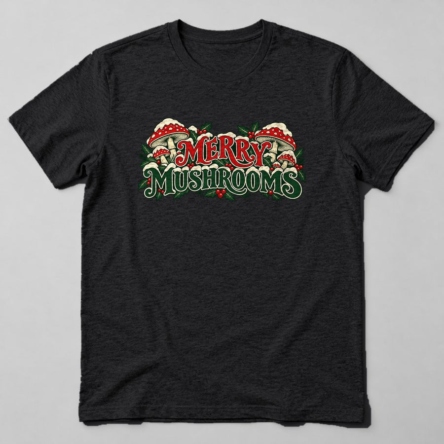 Merry Mushrooms T-Shirt in Black