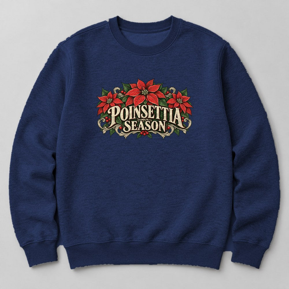 Poinsettia Season Sweatshirt in Navy