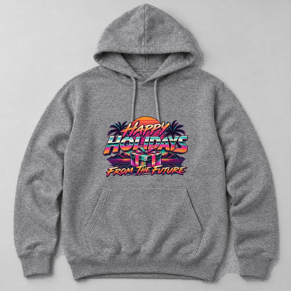 Happy Holidays From the Future Hoodie in Heather Grey