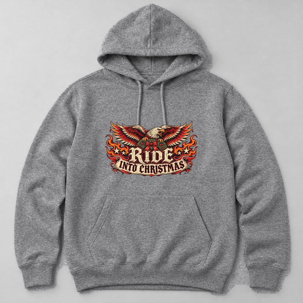 Ride Into Christmas Hoodie in Heather Grey