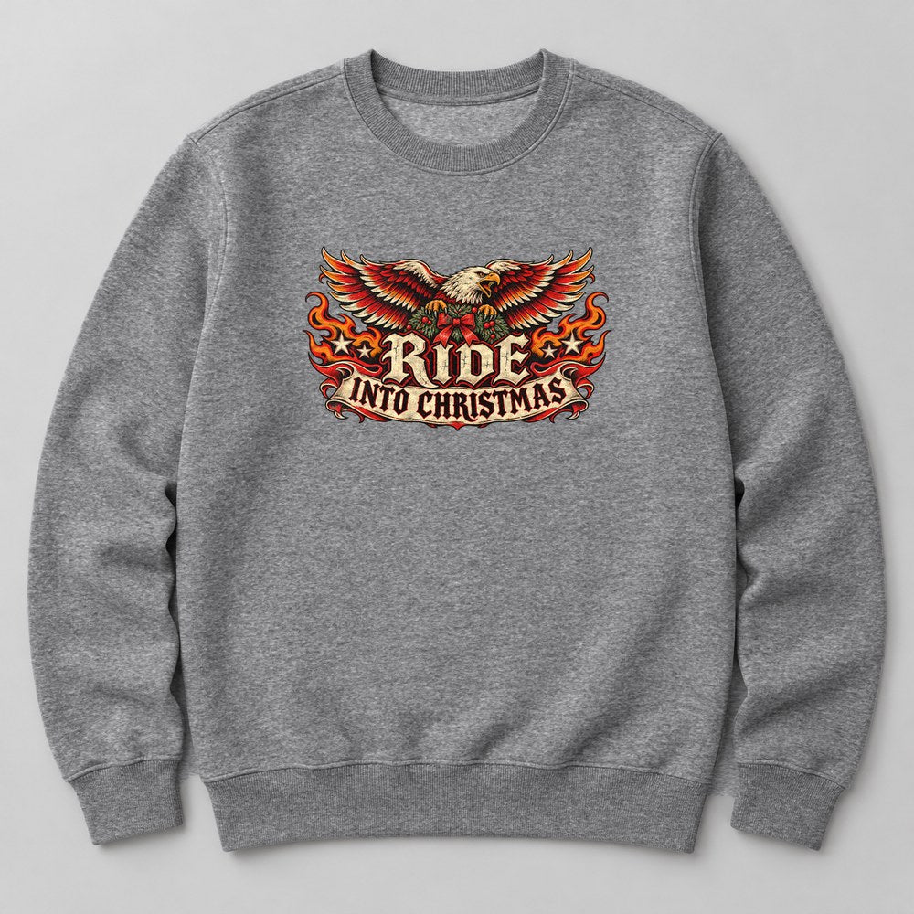 Ride Into Christmas Sweatshirt in Heather Grey