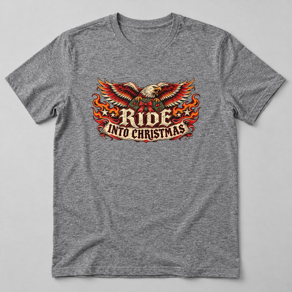 Ride Into Christmas T-Shirt in Heather Grey