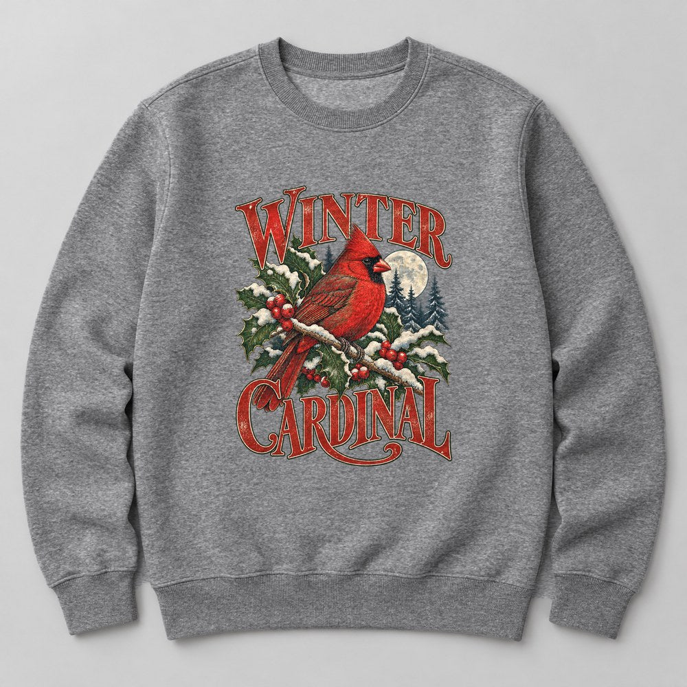 Winter Cardinal Sweatshirt in Heather Grey