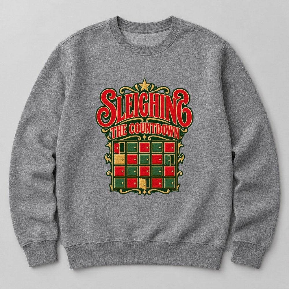 Sleighing the Countdown Sweatshirt in Heather Grey