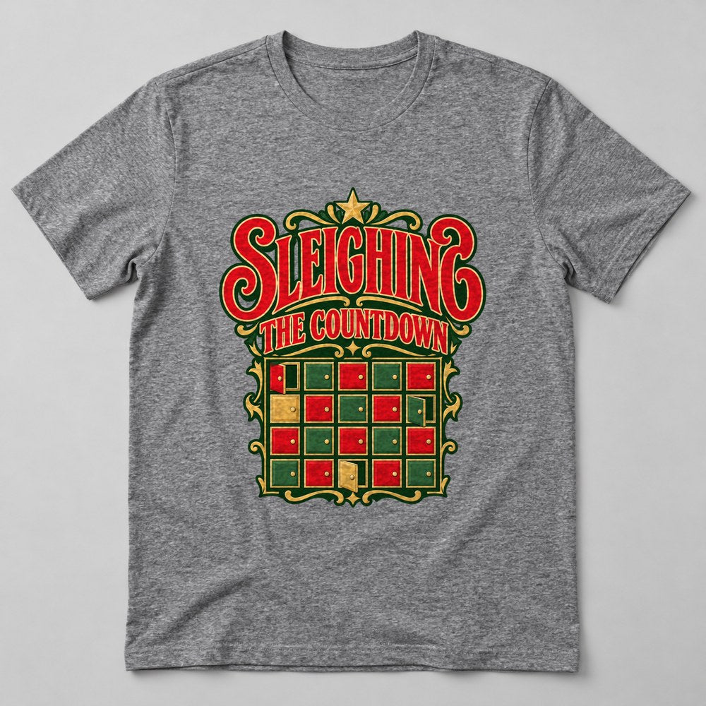 Sleighing the Countdown T-Shirt in Heather Grey