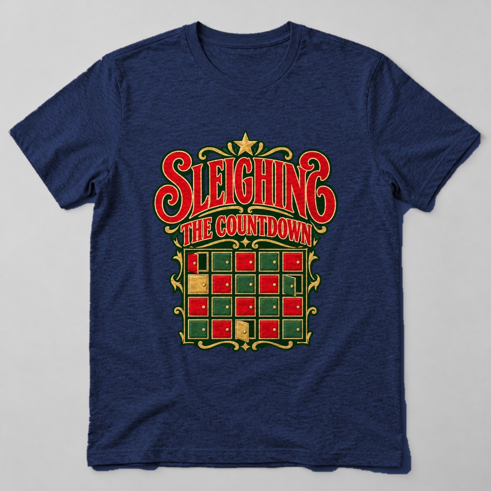 Sleighing the Countdown T-Shirt in Navy