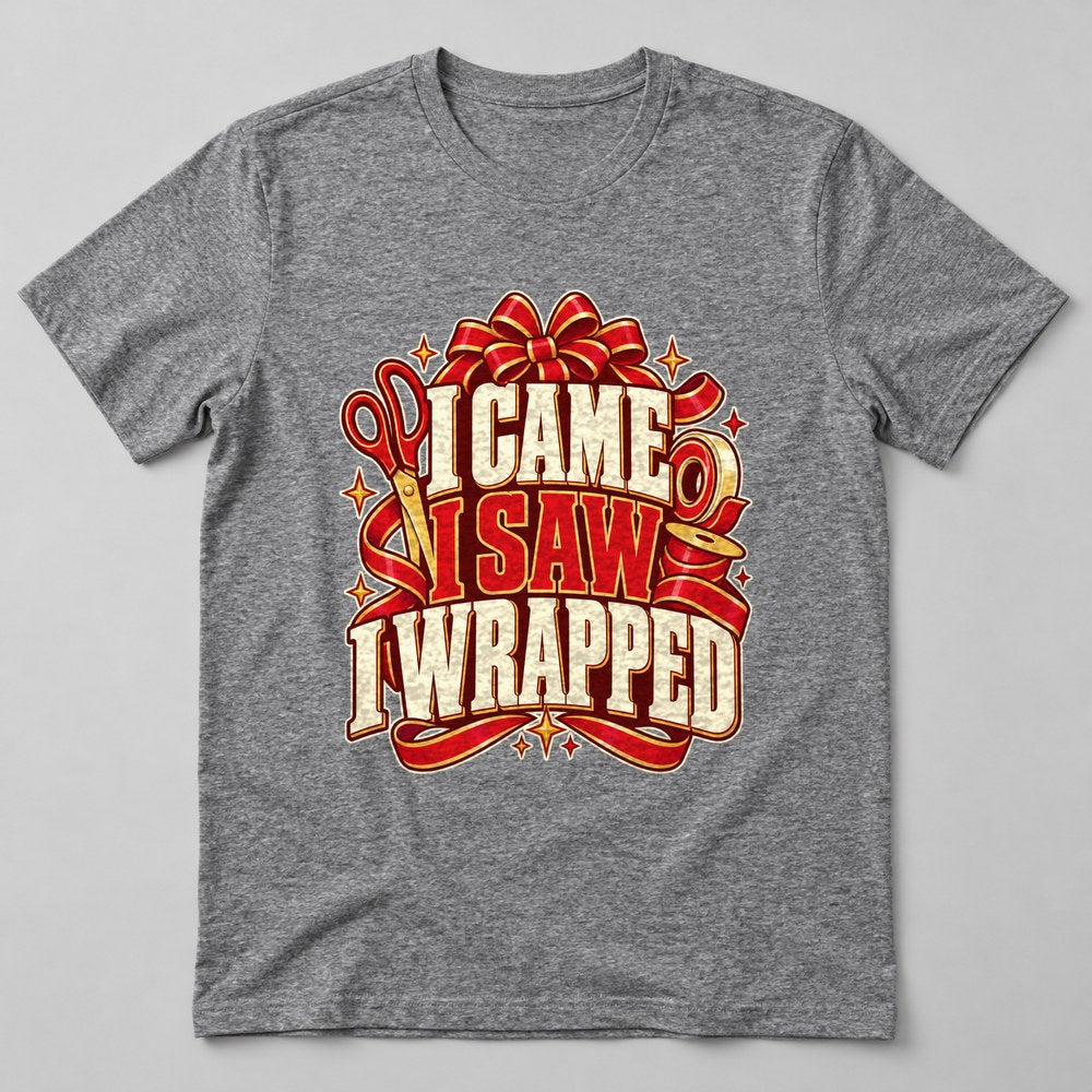 I Came I Saw I Wrapped T-Shirt in Heather Grey