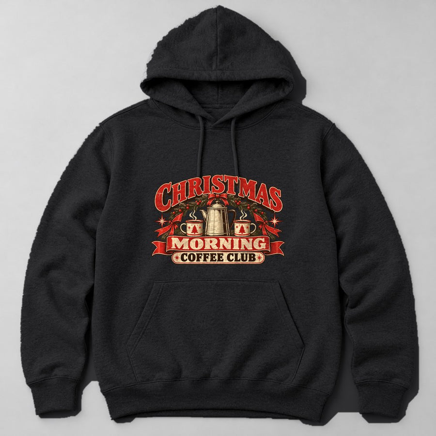 Christmas Morning Coffee Club Hoodie in Black