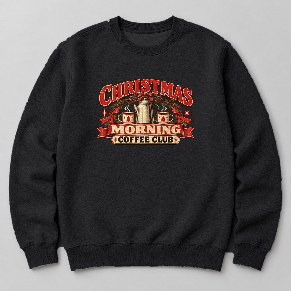 Christmas Morning Coffee Club Sweatshirt in Black