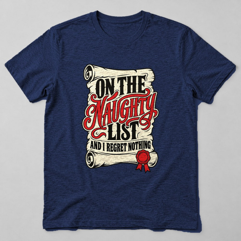 On the Naughty List and I Regret Nothing T-Shirt in Navy