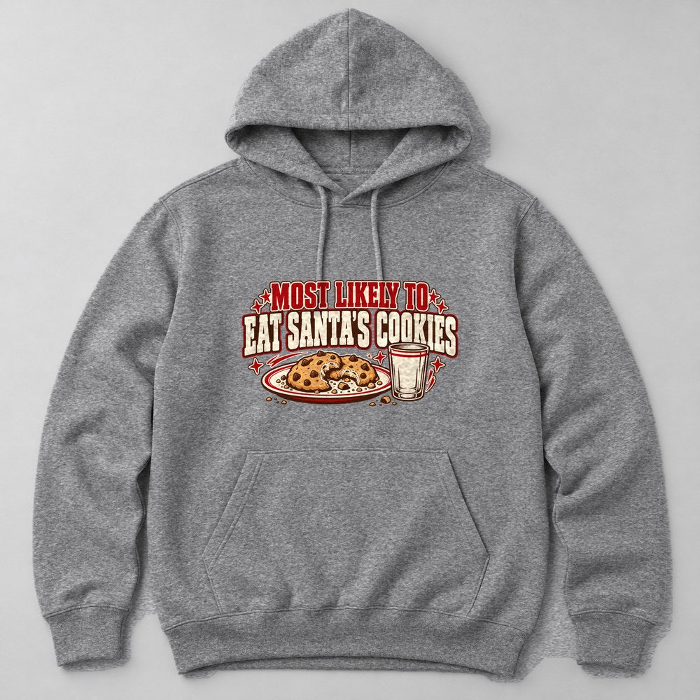 Most Likely to Eat Santa's Cookies Hoodie in Heather Grey
